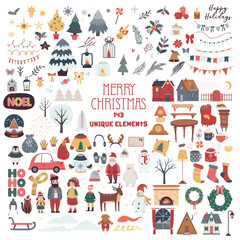  christmas set 143 elements, christmas decoration, furniture, characters