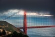 Breathtaking aerial view of dark clouds above the Golden Gate Bridge in San Francisco, California