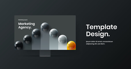 Amazing computer monitor mockup website screen template. Minimalistic landing page vector design illustration.