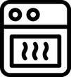 © Revolutionizzed - oven icon. Isolated vector black outline stamp label rounded badge product tag on transparent background. Symbol.