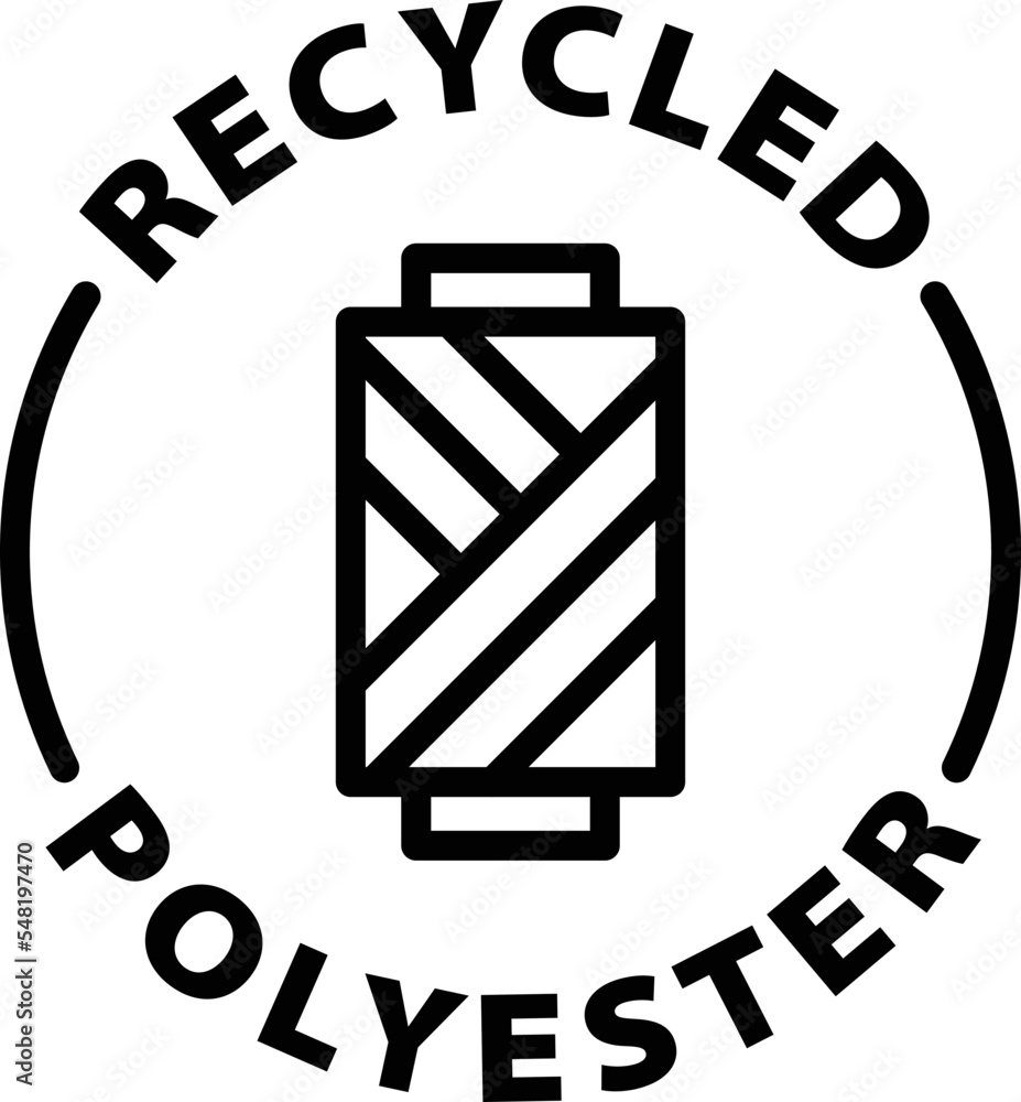 Vector de Stock recycled polyester icon. Isolated vector black outline  stamp label rounded badge product tag on transparent background. Symbol. |  Adobe Stock