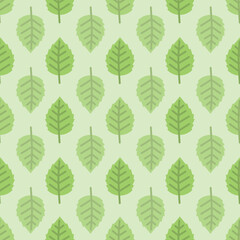 Wall Mural - Vector Green Birch leaves repeat pattern background design