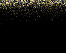 Abstract Falling Golden Confetti. Magic Gold Dust. Festive Christmas Background. Golden Rain.