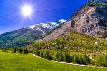 Wall Mural - Alps mountains with pine forest, Randa, Visp, Wallis, Valais, Sw