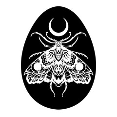 Wall Mural - Easter egg, egg, doodle, line art, outline, rabbit, zentangle, vector, drawing, mammal, tattoo, art, moth, death moth, butterfly, abstract, animal, flower, ornament, illustration, design, floral, natu