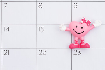 Wall Mural - Calendar with a happy smiling heart for your fun or invitation message