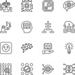 AI Artificial Intelligence technology and Machine Learning Icons, Vector thin line icons set.