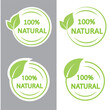 © yana - Natural leaf icon. 100% natural, vector, sticker, icon, label in two variants.