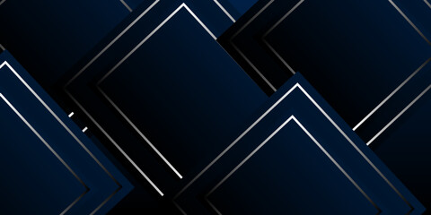 Abstract 3d geometric pattern luxury dark blue with gold shape background