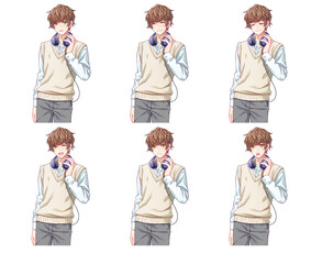 Poster - illustration of anime-style boy ( Expression variation set )