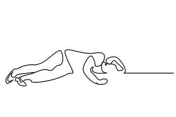 Wall Mural - mature person falling to the ground bad heart attack unhealthy line drawing