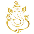 Hindu god Vinayagar or Ganesha golden outline vector illustraton