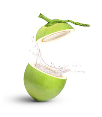Wall Mural - Coconut juice (coconut water) splash isolated on white background.