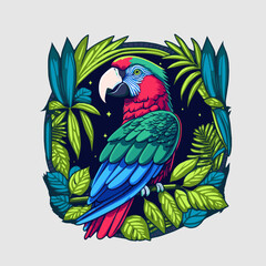 Cockatoo bird logo. Parrot Mascot illustration blue macaw bird Character Design