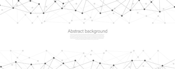 Wall Mural - design black and white abstract polygonal background and connecting dots and lines global network co