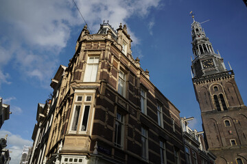 Sticker - historical old Houses at Amsterdam center. Netherlands