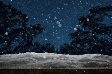 Wall Mural - winter Christmas background with snow