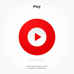 Poster - 3D play button icon. Video play symbol. Start sign. Pause icon. Player logo button. Play music or sound vector element for UI UX, website, mobile app.