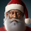 AI-generated illustrative painting of a dark-skin old man wearing red Santa clothes