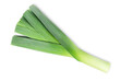 fresh leek on a white isolated background, top view