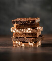 Wall Mural - Vertical closeup of a chocolate cookie stack on a wooden table