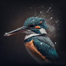 Portrait Of A Low Saturation Kingfisher