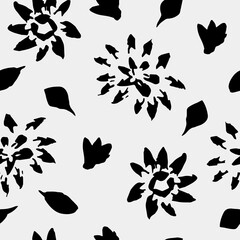 Wall Mural - Black and white abstract flower seamless pattern. Vector illustration. Pattern for print, wallpaper, gift wrap, textile, fashion, packaging, cover, wrapping paper.