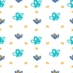 Abstract pattern with scribble flower and shapes. Vector illustration. Pattern for print, scrapbooking, wallpaper, textile, fashion, packaging, gift wrap, wrapping paper.