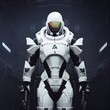 © Aliaksandr Siamko - Soldier in futuristic space armor, science fiction, white armor. 3d render.