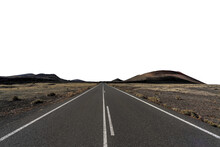 Road For Nowhere In The Desert On Transparence Background
