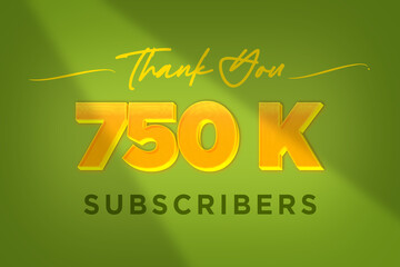 750 K  subscribers celebration greeting banner with Yellow Design