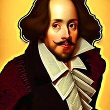 Illustrated Portrait Of William Shakespeare, English Playwright, Poet And Actor