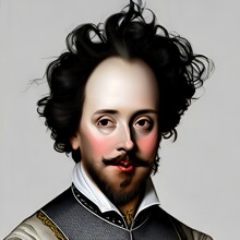 Illustrated Portrait Of William Shakespeare, English Playwright, Poet And Actor