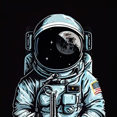 Wall Mural - A fictional person, not based on a real person. Portrait of an fictional astronaut in a spacesuit. High-tech astronaut from the future. The concept of space travel. 3D rendering