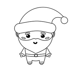 Poster - Vector flat outline Christmas Santa Claus isolated on white background