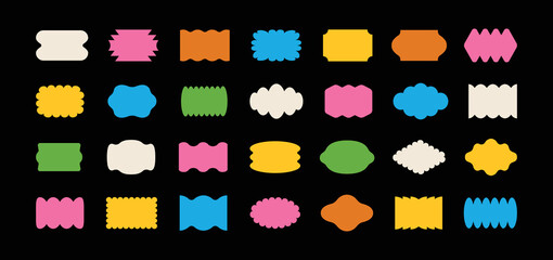 Aufkleber - Vector set of minimalist design elements, futuristic shapes and geometric figures and stars - abstract background elements for branding, packaging, prints and social media posts