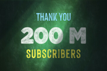 200 Million  subscribers celebration greeting banner with Chalk Design