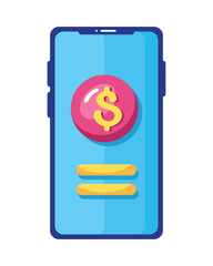 Sticker - dollar symbol in smartphone