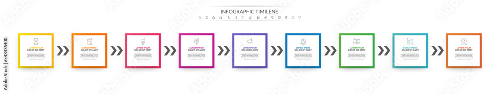 Modern simple infographic with nine rectangles. 3D concept graphic ...