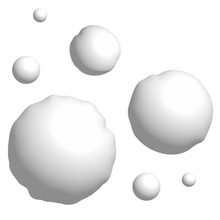 3D White Snowballs, PNG Render Illustration Of Snow