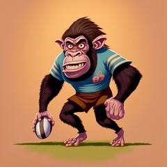 Wall Mural - The chimpanzee is a professional rugby player