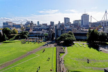 Wall Mural - Cardiff Castle and the Millennium Stadium - Wales