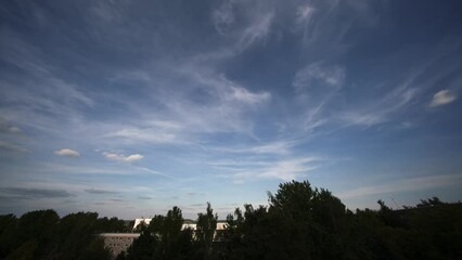 Sticker - Summer clouds on a blue sky on a sunny day. timelapse