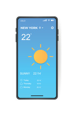 Wall Mural - weather application user interface. ui, ux elements. realistic smartphone with weather app. vector i