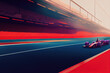 Racer on a racing car passes the track. Motor sports competitive team racing. Motion blur background. 3d render	