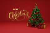 Fototapeta  - 3d render of christmas concept with traditional decoration