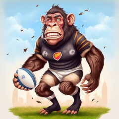 Wall Mural - The chimpanzee is a professional rugby player