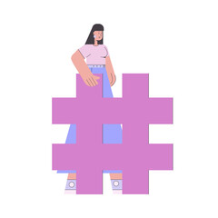 Sticker - Character with big hashtag