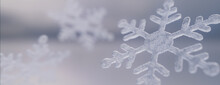 Snowflake Festive Wallpaper. Beautiful, Icy Winter Banner With Copy-space.