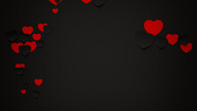 Valentine's Day Background With Paper Cut-out Hearts. Romantic Wallpaper With Copy Space.